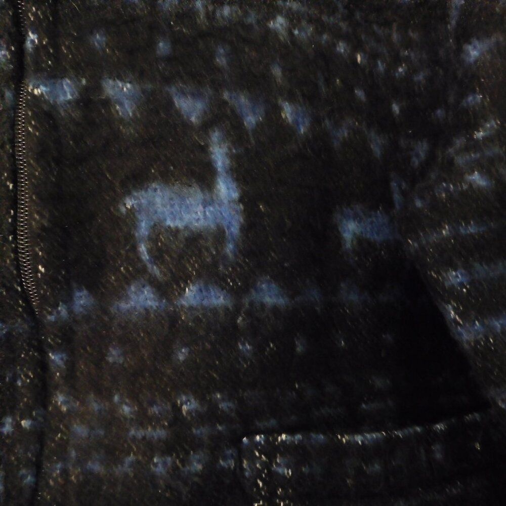 Hilana Quito Ecuador Cropped Jacket Mohair Wool Blend Lama Blue Black Large - Picture 3 of 6